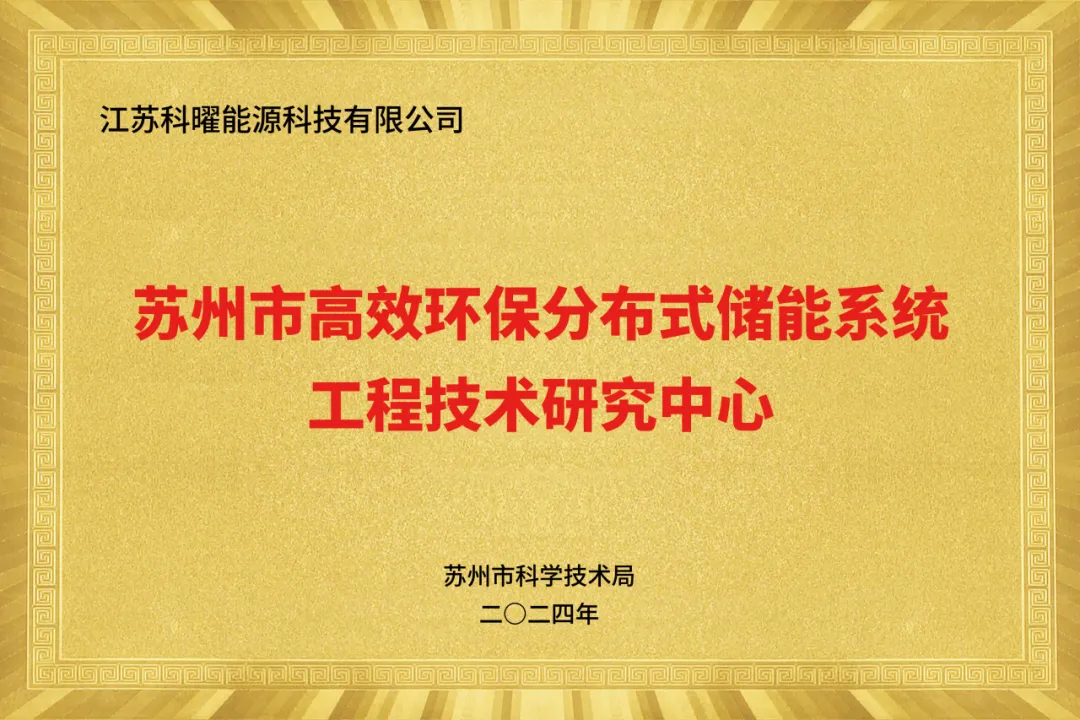 Good news! Congratulations to Koyoe Energy for being recognized as the Suzhou High-efficiency and Environmentally Friendly Distributed Energy Storage System Engineering Techno